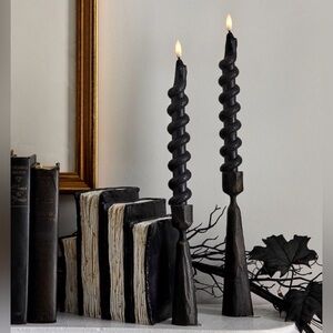 Pottery Barn Flameless SNAKE Taper Black Spiral Candle